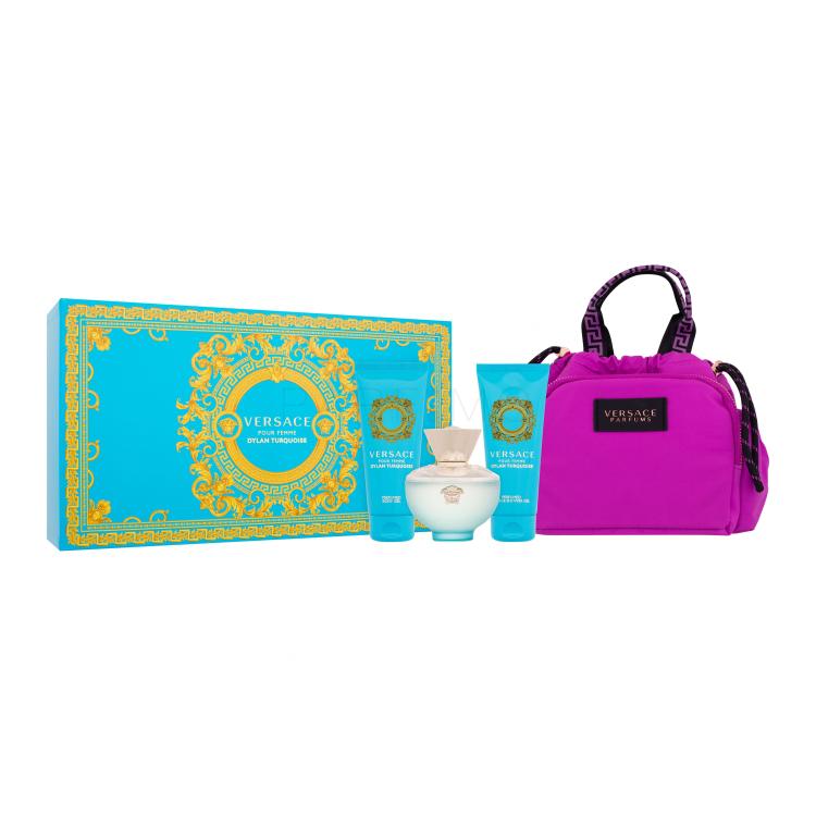 Versace Pour Femme Dylan Turquoise Ajándékcsomagok eau de toilette 100 ml + tusfürdő 100 ml + testgél 100 ml + kozmetikai táska