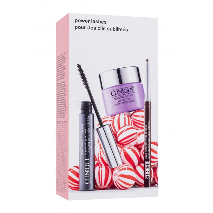 Clinique Lash Power Ajándékcsomagok Lash Power Mascara szempillaspirál 6 ml + Quickliner szemceruza 14 g Intense Chocolate + Take The Day Off Cleansing Balm sminklemosó balzsam 15 ml