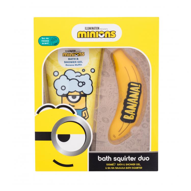 Minions Bath Squirter Duo Ajándékcsomagok Minions Bath &amp; Shower Gel Banana Muffin tusfürdő 150 ml + fürdőjáték