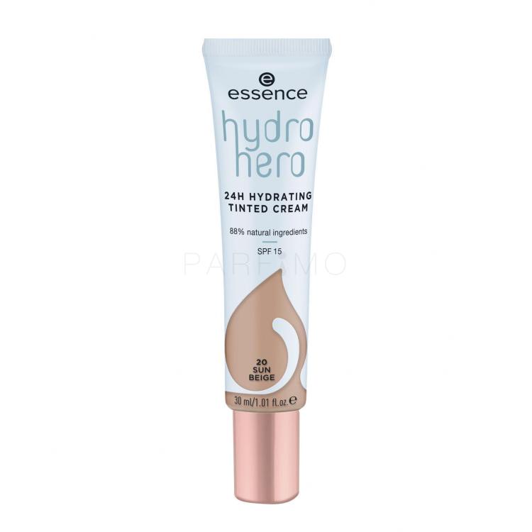 Essence Hydro Hero 24H Hydrating Tinted Cream SPF15 Alapozó nőknek 30 ml Változat 20 Sun Beige