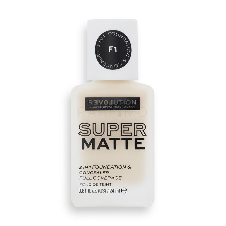 Revolution Relove Super Matte 2 in 1 Foundation &amp; Concealer Alapozó nőknek 24 ml Változat F1