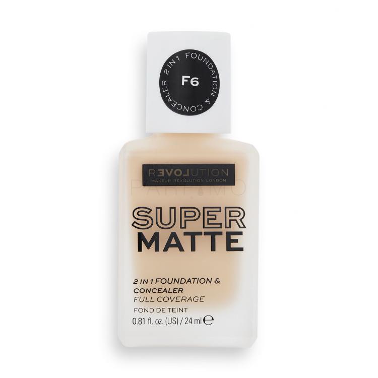 Revolution Relove Super Matte 2 in 1 Foundation &amp; Concealer Alapozó nőknek 24 ml Változat F6