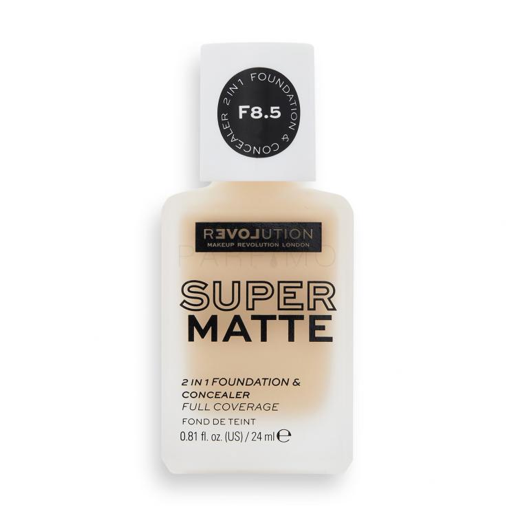 Revolution Relove Super Matte 2 in 1 Foundation &amp; Concealer Alapozó nőknek 24 ml Változat F8.5