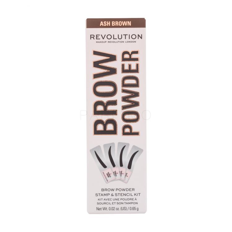 Makeup Revolution London Brow Powder Stamp &amp; Stencil Szemöldökpúder nőknek 0,65 g Változat Ash Brown