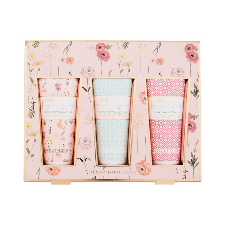 Baylis &amp; Harding Royale Garden Luxury Hand Treats Ajándékcsomagok Royale Garden Royale Garden Rose, Poppy &amp; Vanilla kézkrém 3 x 50 ml