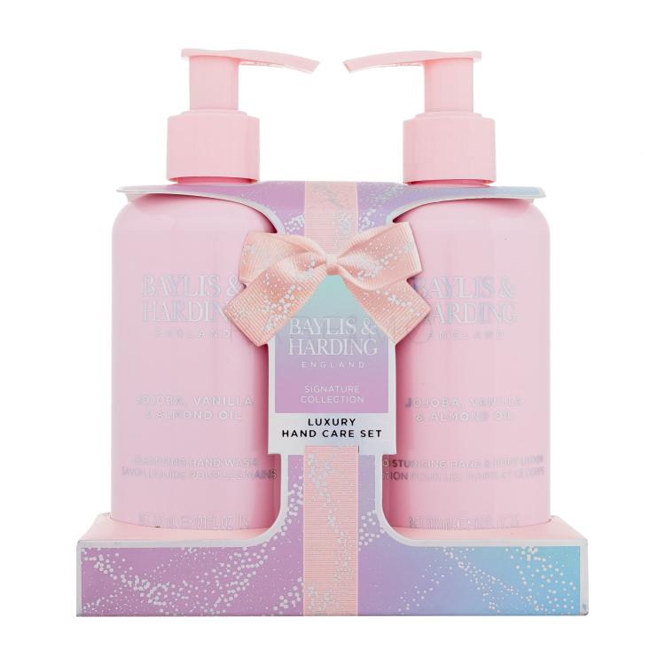 Baylis &amp; Harding Jojoba, Vanilla &amp; Almond Oil Signature Collection Luxury Hand Care Set Ajándékcsomagok Jojoba, Vanilla &amp; Almond Oil testápoló tej 300 ml + Jojoba, Vanilla &amp; Almond Oil szappan kézre 300 ml