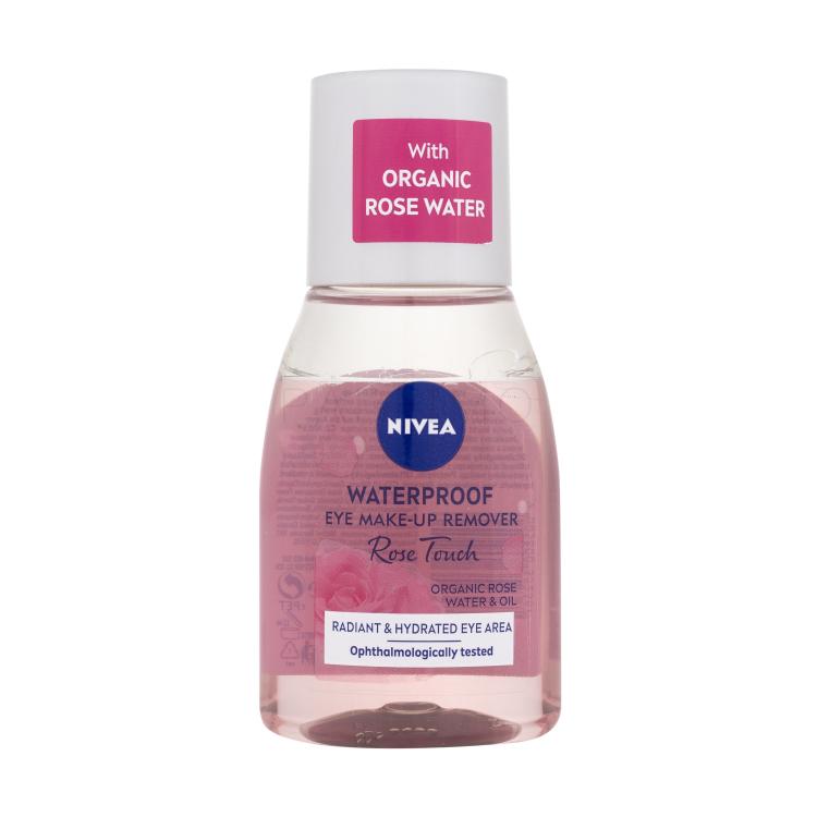 Nivea Rose Touch Waterproof Eye Make-Up Remover Sminklemosó szemre nőknek 100 ml