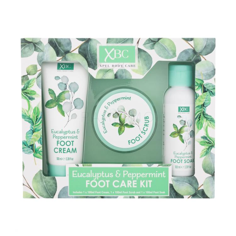 Xpel Eucalyptus &amp; Peppermint Foot Care Kit Ajándékcsomagok Eucalyptus &amp; Peppermint Foot Cream lábápoló krém 100 ml + Eucalyptus &amp; Peppermint Foot Soak lábfürdő 100 ml + Eucalyptus &amp; Peppermint Foot Scrub lábradír 100 ml