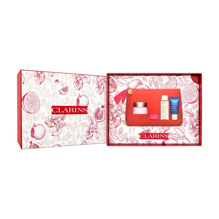 Clarins Multi-Active Collection Ajándékcsomagok Multi-Active nappali arckrém 50 ml + Cleansing Micellar Water micellás víz 50 ml + Multi-Active éjszakai arckrém 15 ml + kozmetikai táska