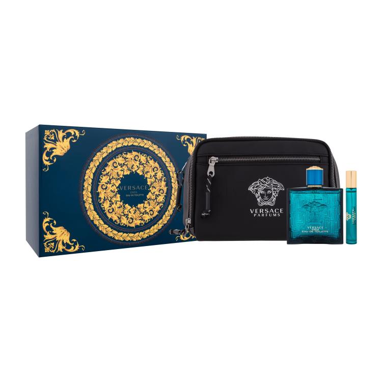 Versace Eros Ajándékcsomagok Eau de Toilette 100 ml + Eau de Toilette 10 ml + kozmetikai táska