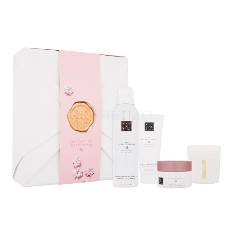 Rituals The Ritual Of Sakura 4 Renewing Bestsellers Ajándékcsomagok The Ritual Of Sakura habzó tusfürdő 200 ml + The Ritual Of Sakura testradír 125 g + The Ritual Of Sakura testápoló krém 100 ml + illatgyertya