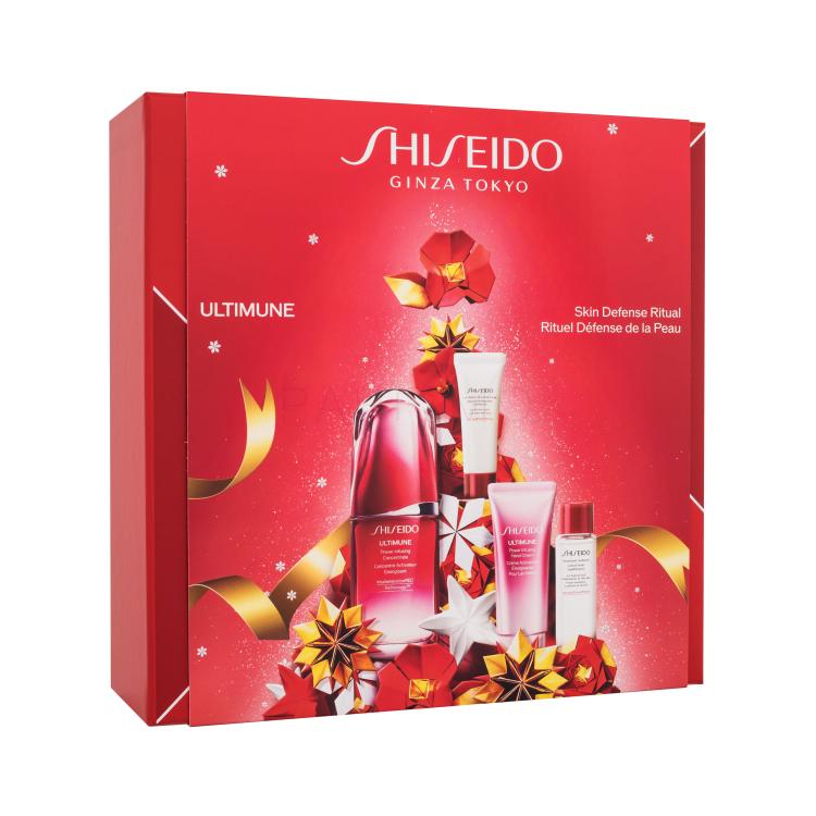 Shiseido Ultimune Skin Defense Ritual Ajándékcsomagok Ultimune arcszérum 50 ml + Clarifying Cleansing Foam arctisztító hab 15 ml + Treatment Softener arctonik 30 ml + Ultimune kézkrém 40 ml