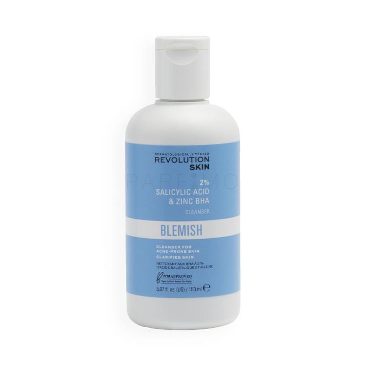 Revolution Skincare Blemish 2% Salicylic Acid &amp; Zinc BHA Cleanser Arctisztító gél nőknek 150 ml