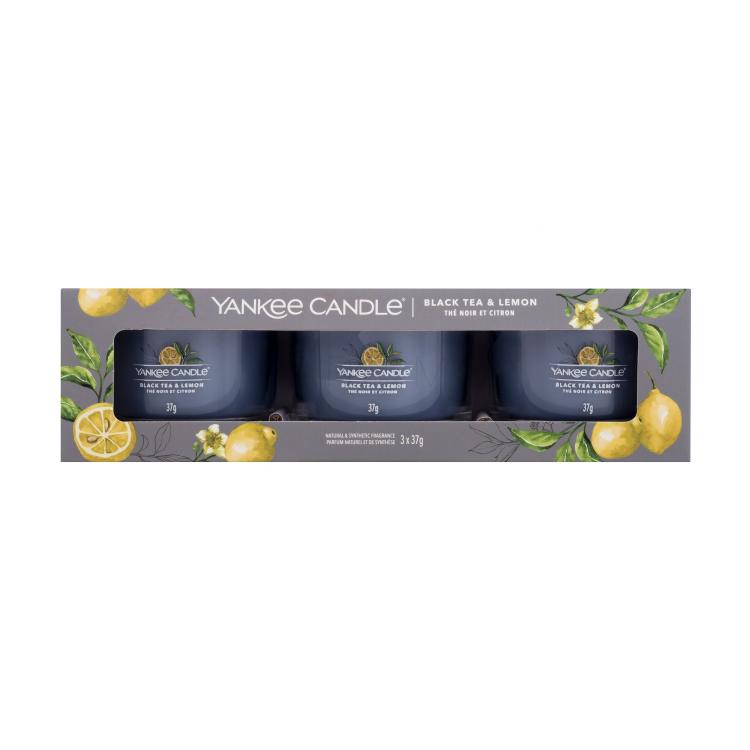 Yankee Candle Black Tea &amp; Lemon Ajándékcsomagok illatgyertya 3 x 37 g