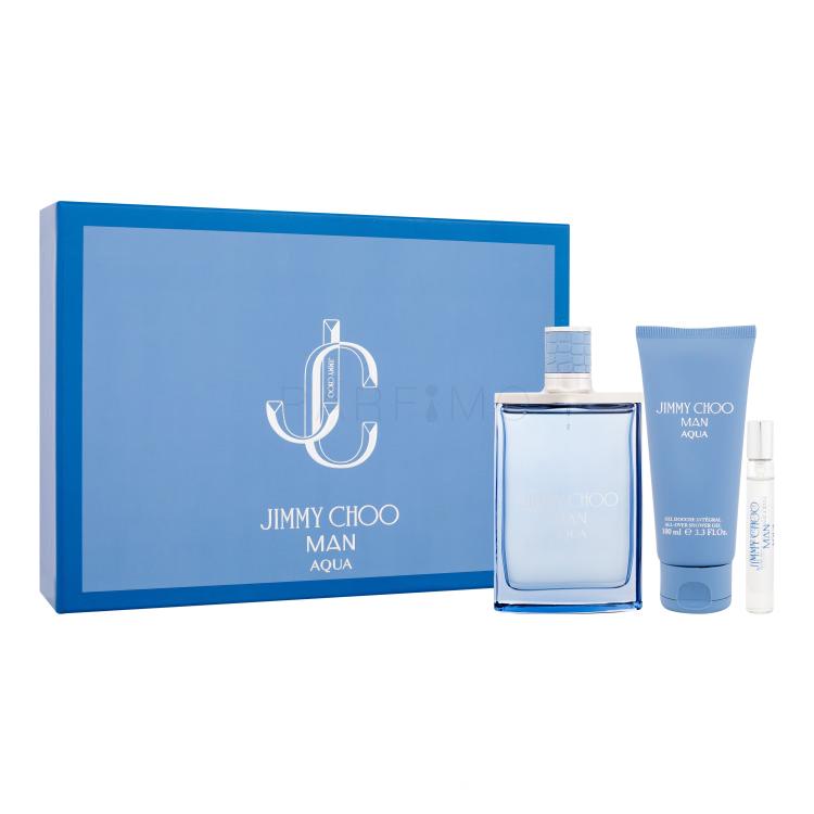 Jimmy Choo Man Aqua Ajándékcsomagok Eau de Toilette 100 ml + Eau de Toilette 7,5 ml + tusfürdő 100 ml