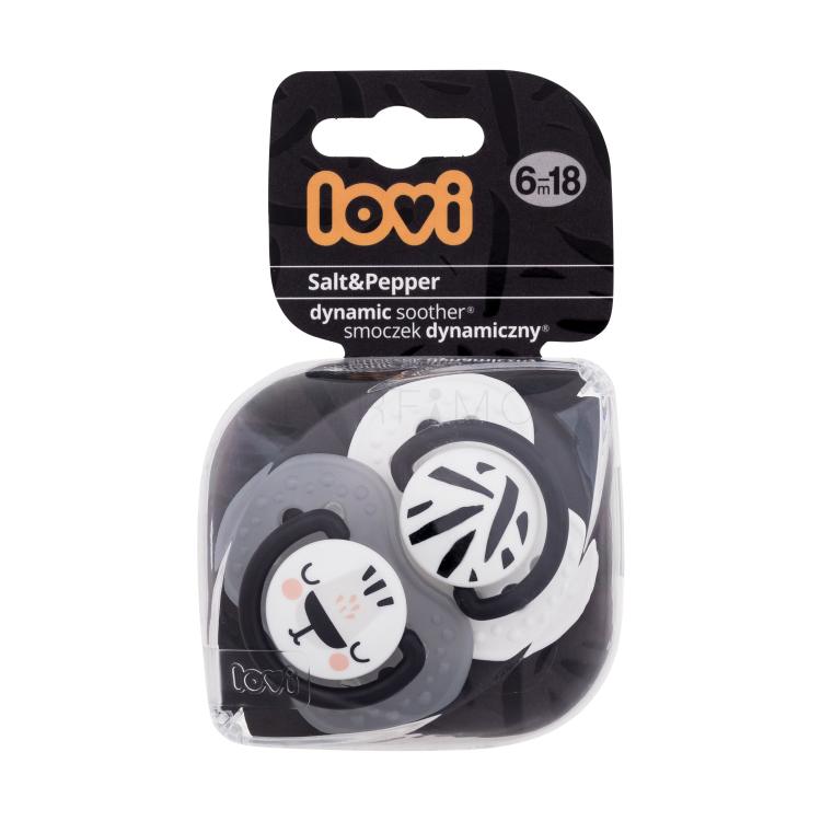 LOVI Salt&amp;Pepper Dynamic Soother 6-18m Cumi gyermekeknek 2 db