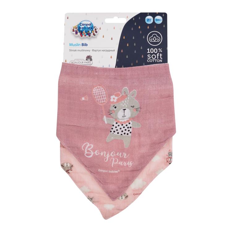 Canpol babies Bonjour Paris Muslin Bib Pink Előke gyermekeknek 2 db