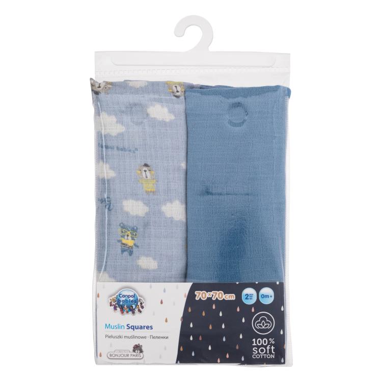 Canpol babies Bonjour Paris Muslin Squares Diapers Blue Textilpelenka gyermekeknek 2 db