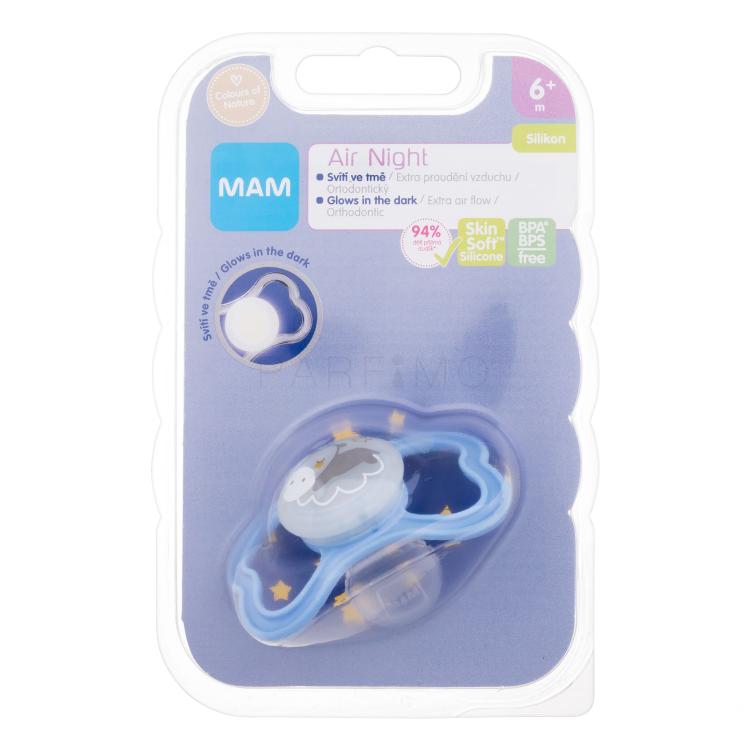 MAM Air Night Silicone Pacifier 6m+ Hippo Cumi gyermekeknek 1 db