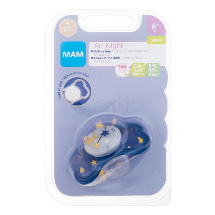 MAM Air Night Silicone Pacifier 6m+ Stars Cumi gyermekeknek 1 db