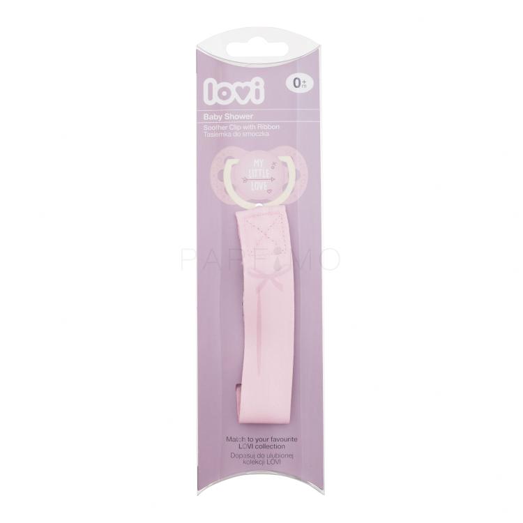 LOVI Baby Shower Soother Clip With Ribbon Girl Cumilánc gyermekeknek 1 db