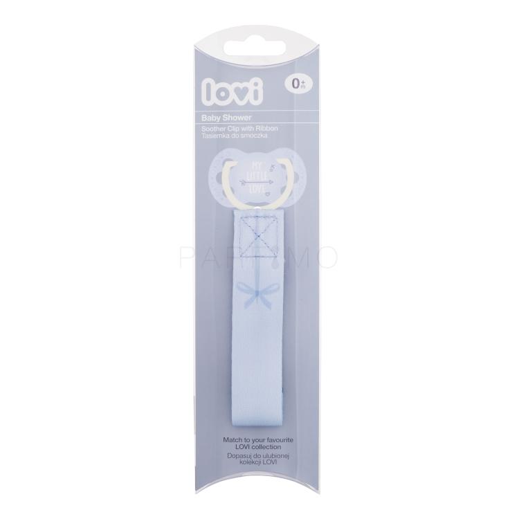 LOVI Baby Shower Soother Clip With Ribbon Boy Cumilánc gyermekeknek 1 db