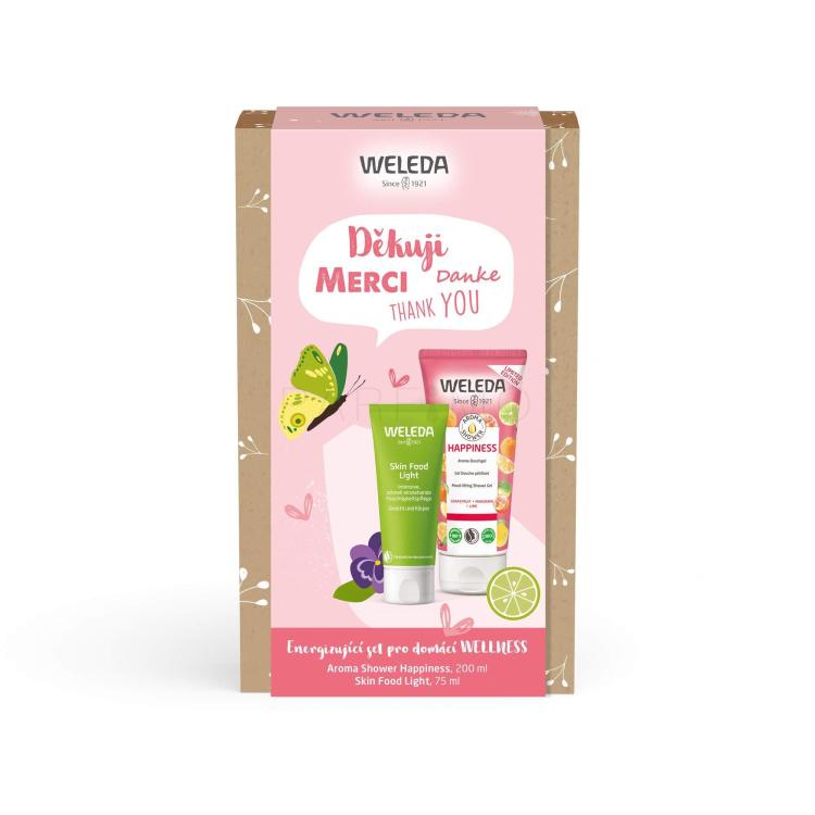 Weleda Aroma Shower Happiness Ajándékcsomagok Aroma Shower Happiness tusfürdő 200 ml + Skin Food Light Face and Body Cream arc- és testápoló krém 75 ml