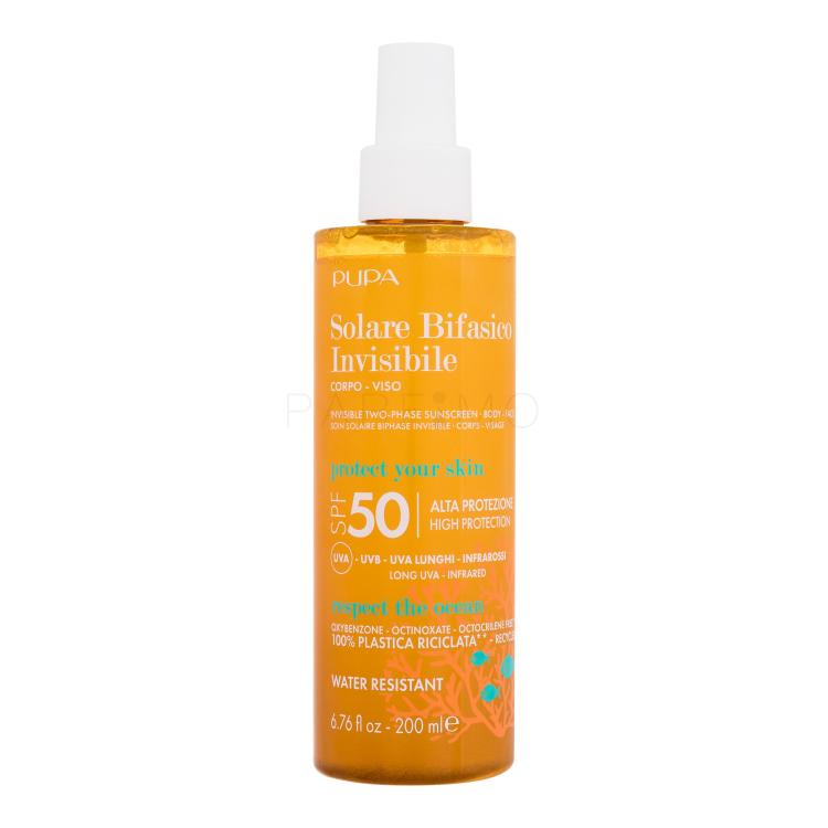 Pupa Invisible Sunscreen Two-Phase SPF50 Fényvédő készítmény testre 200 ml