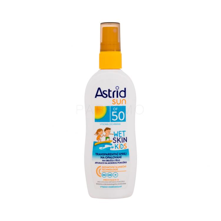 Astrid Sun Kids Wet Skin Transparent Spray SPF50 Fényvédő készítmény testre gyermekeknek 150 ml