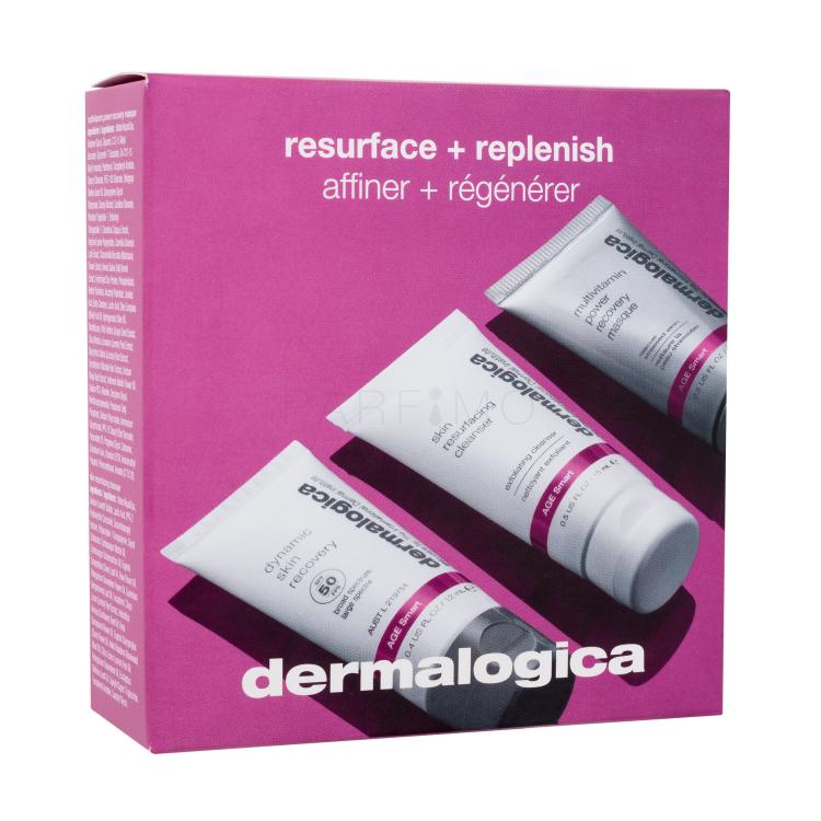 Dermalogica Age Smart Resurface + Replenish Ajándékcsomagok Age Smart Dynamic Skin Recovery SPF50 nappali arckrém 12 ml + Age Smart Skin Resurfacing Cleanser arclemosó tej 15 ml + Age Smart Multivitamin Power Recovery Masque arcmaszk 15 ml