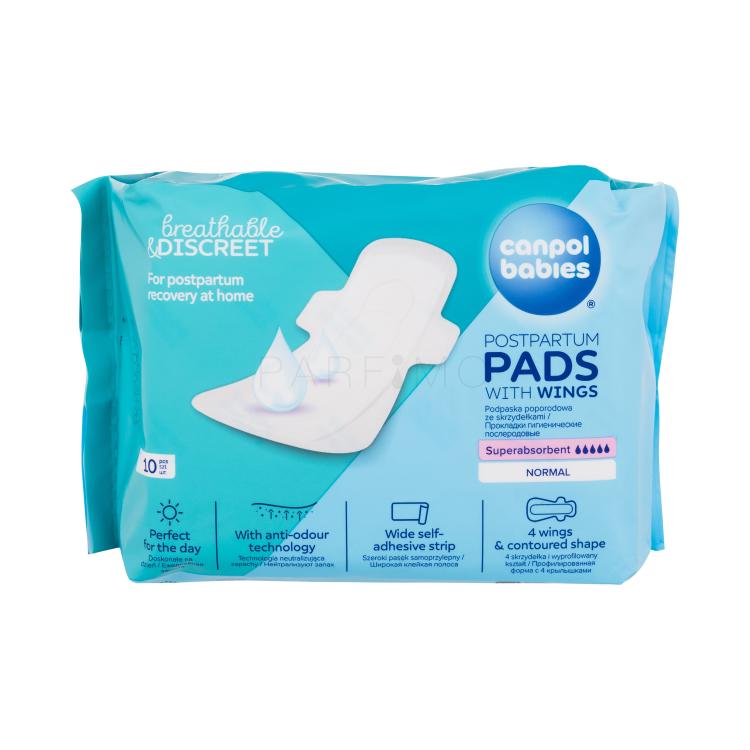 Canpol babies Breathable &amp; Discreet Day Postpartum Pads With Wings Szülés utáni betét nőknek 10 db