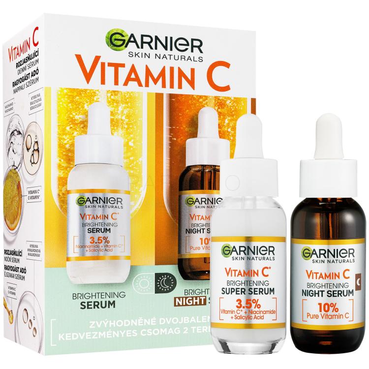 Garnier Skin Naturals Vitamin C Ajándékcsomagok Skin Naturals Vitamin C Brightening Super Serum nappali arcszérum 30 ml + Skin Naturals Vitamin C Brightening Night Serum éjszakai arcszérum 30 ml