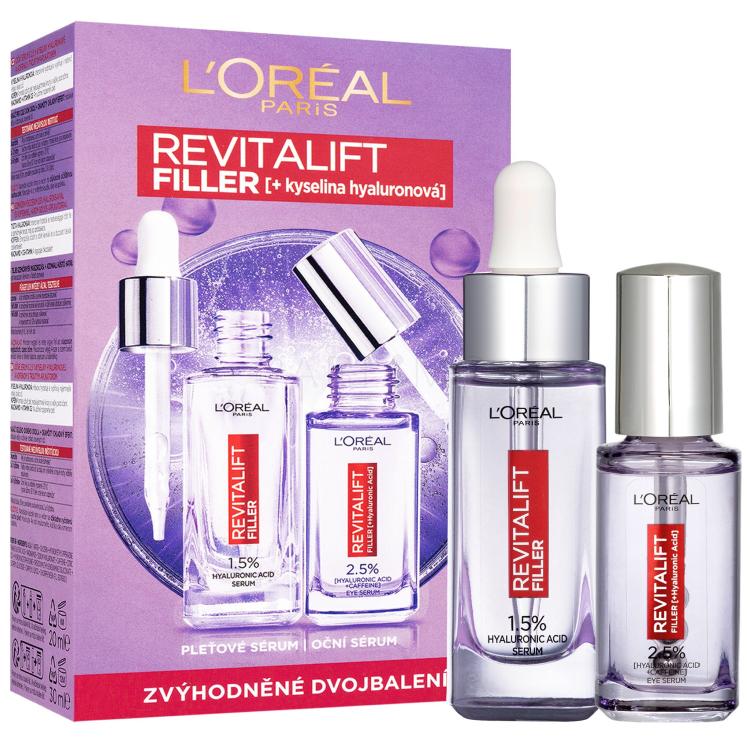 L&#039;Oréal Paris Revitalift Filler HA Ajándékcsomagok Revitalift Filler HA 1,5% arcszérum 30 ml + Revitalift Filler HA 2,5% szemkörnyékápoló szérum 20 ml