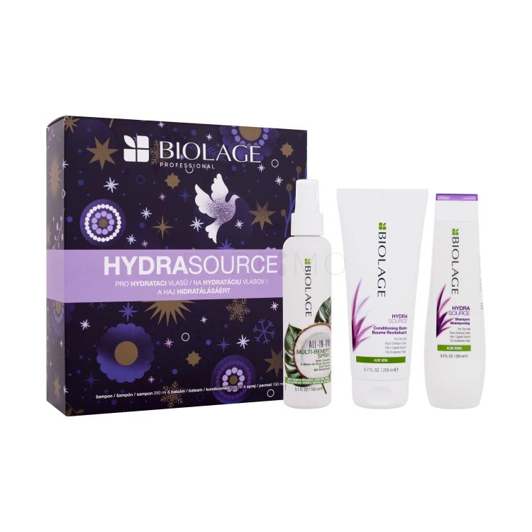 Biolage Hydra Source Ajándékcsomagok Hydra Source Shampoo sampon 250 ml + Hydra Source Conditioner hajkondicionáló 200 ml + All-In-One Coconut Infusion hajspray 150 ml