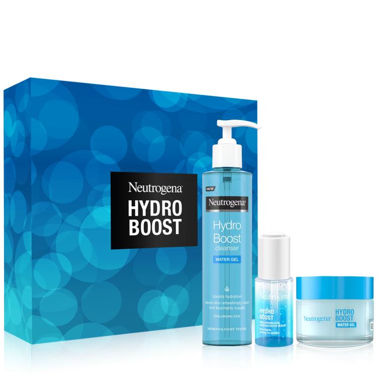 Neutrogena Hydro Boost Gift Set Ajándékcsomagok Hydro Boost Water Gel hidratáló arcgél 50 ml + Hydro Boost Hyaluronic Acid Concentrated Serum arcszérum 15 ml + Hydro Boost Water Gel Cleanser arclemosó gél 200 ml