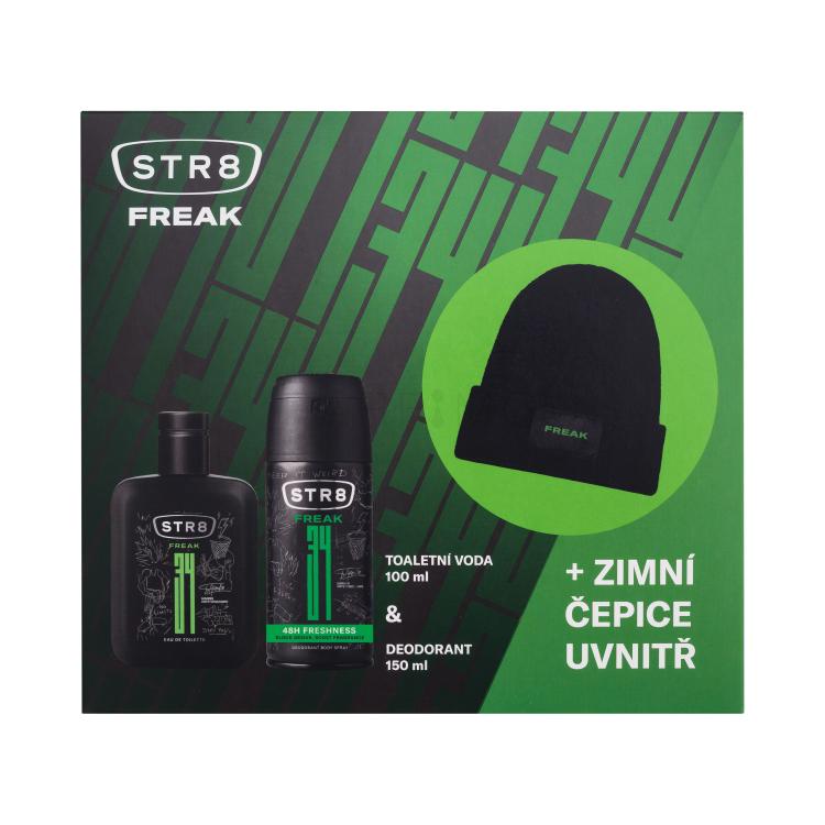 STR8 FREAK Ajándékcsomagok eau de toilette 100 ml + dezodor 150 ml + téli sapka