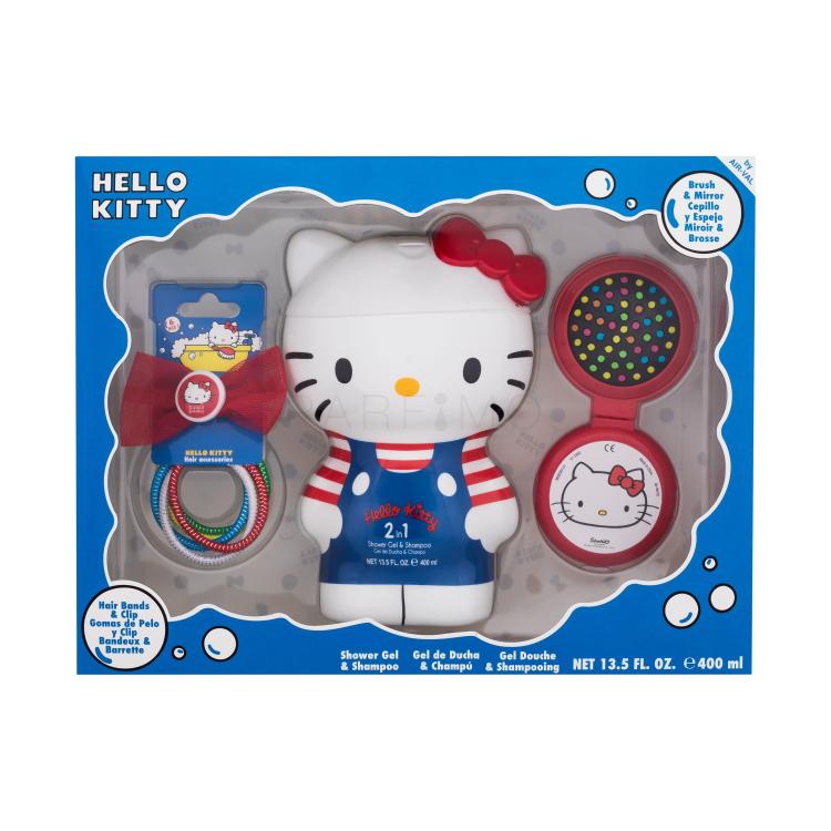 Hello Kitty Hello Kitty 2in1 Shower Gel &amp; Shampoo Ajándékcsomagok tusfürdő 400 ml + tükrös fésű + hajgumi és hajcsat