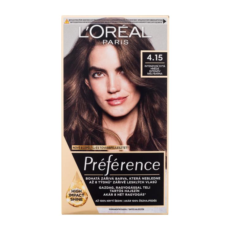 L&#039;Oréal Paris Préférence Hajfesték nőknek 60 ml Változat 4.15 sérült doboz