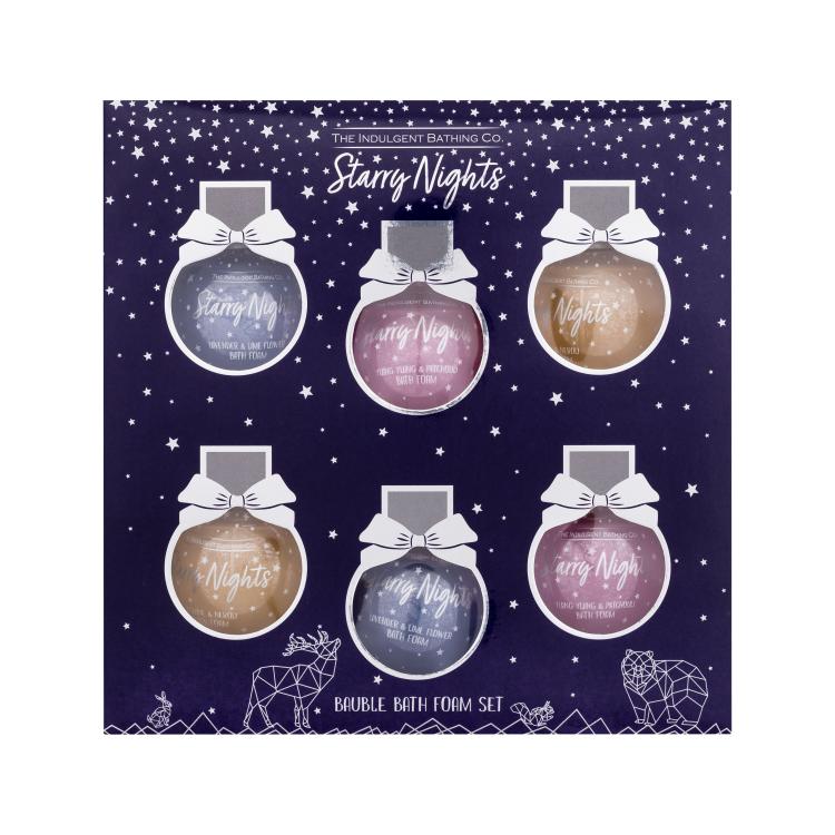 The Indulgent Bathing Co. Starry Nights Bauble Bath Foam Set Ajándékcsomagok Lavender And Lime Flower Bath Foam fürdőhab 2 x 30 ml + Ylang Ylang And Patchouli Bath Foam fürdőhab 2 x 30 ml + Jasmine And Neroli Bath Foam fürdőhab 2 x 30 ml