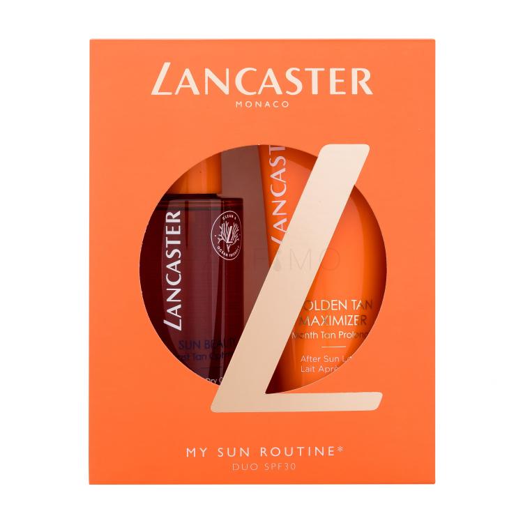 Lancaster Sun Beauty My Sun Routine Ajándékcsomagok Sun Beauty Satin Dry Oil SPF30 napolaj 150 ml + Golden Tan Maximizer After Sun Lotion napozás utáni testápoló tej 125 ml