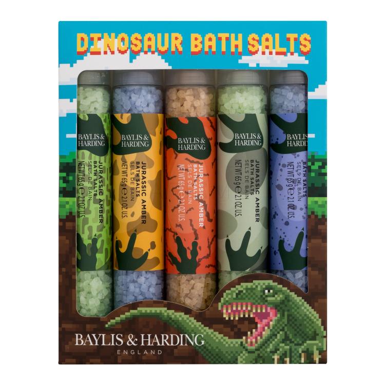 Baylis &amp; Harding Dinosaur Bath Salts Ajándékcsomagok Jurassic Amber fürdősó 5 x 65 g