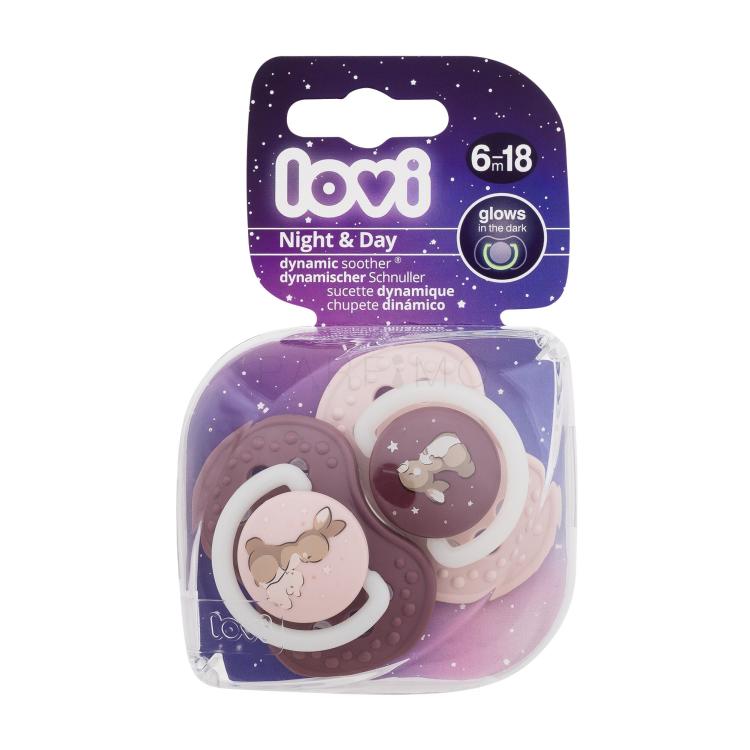 LOVI Night &amp; Day Dynamic Soother Girl 6-18m Cumi gyermekeknek 2 db