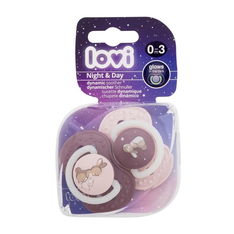 LOVI Night &amp; Day Dynamic Soother Girl 0-3m Cumi gyermekeknek 2 db