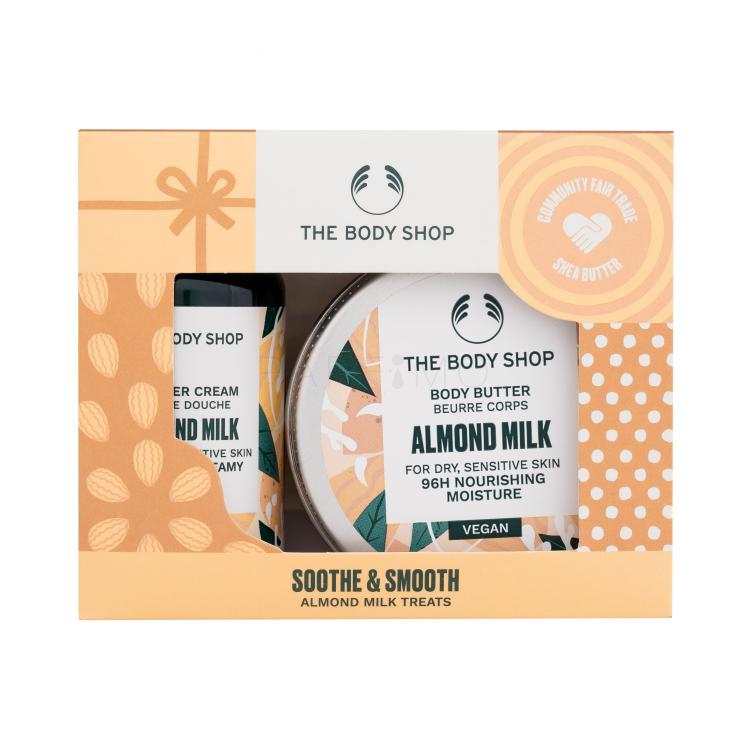 The Body Shop Almond Milk Soothe &amp; Smooth Ajándékcsomagok Shower Cream Almond Milk krémtusfürdő 60 ml + Body Butter Almond Milk testvaj 50 ml