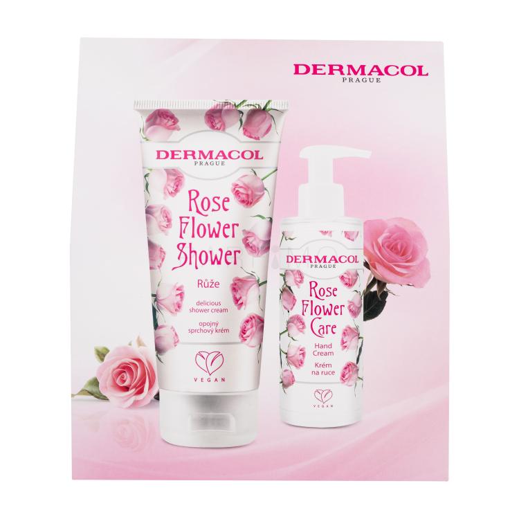 Dermacol Rose Flower Ajándékcsomagok Rose Flower Shower krémtusfürdő 200 ml + Rose Flower Care kézkrém 150 ml