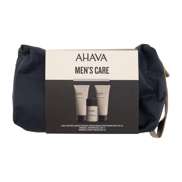 AHAVA Men Time To Energize Ajándékcsomagok Age Control Moisturizing Cream arckrém 50 ml + Mineral Shower Gel tusfürdő 100 ml + Mineral Hand Cream kézkrém 100 ml + kozmetikai táska