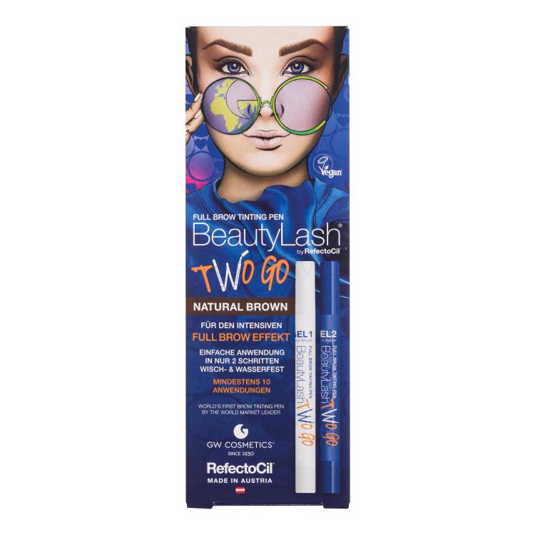 RefectoCil BeautyLash Two Go Tinting Pen Szemöldökfesték nőknek Változat Natural Brown Szett