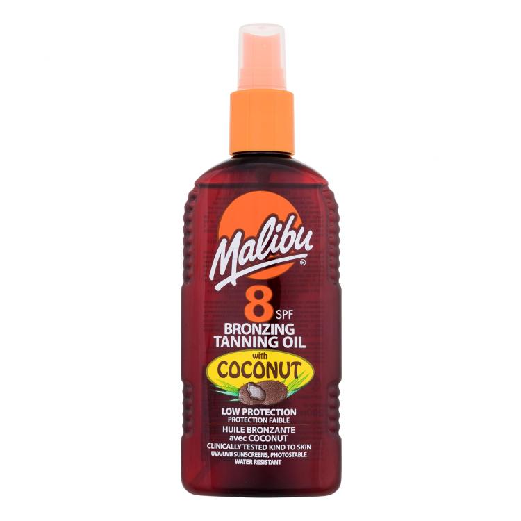 Malibu Bronzing Tanning Oil Coconut SPF8 Fényvédő készítmény testre nőknek 200 ml