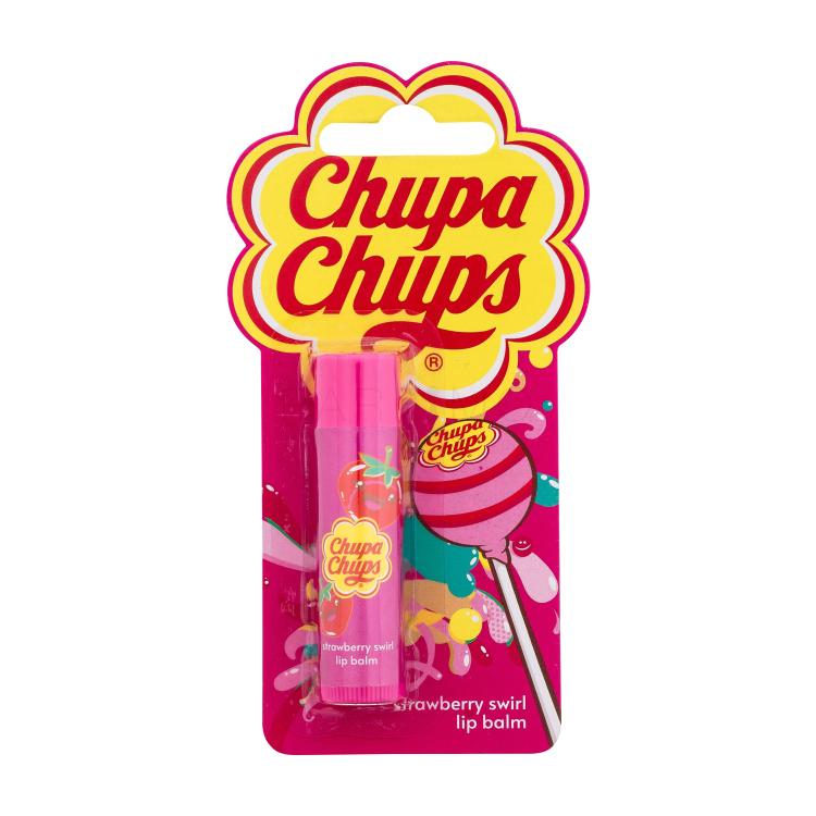 Chupa Chups Lip Balm Strawberry Swirl Ajakbalzsam gyermekeknek 4 g sérült csomagolás