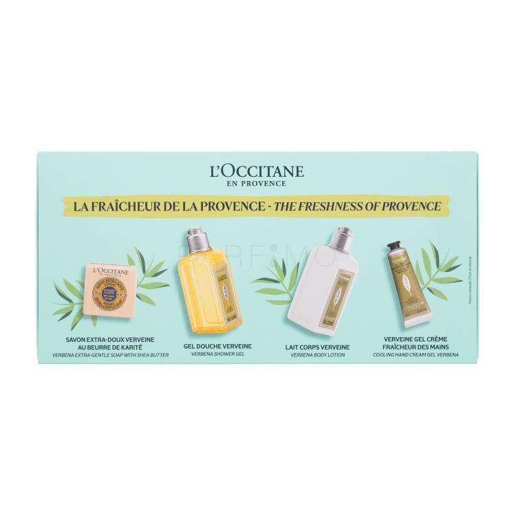 L&#039;Occitane Verveine (Verbena) The Freshness Of Provence Ajándékcsomagok Verbena Shower Gel tusfürdő 70 ml + Verbena Body Lotion testápoló tej 70 ml + Verbena Cooling Hand Cream Gel kézkrém 30 ml + Verbena Extra-Gentle Soap szilárd szappan 50 g